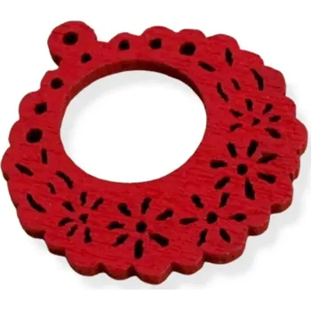 Dřevěný přívěsek filigrán červený - 10 ks