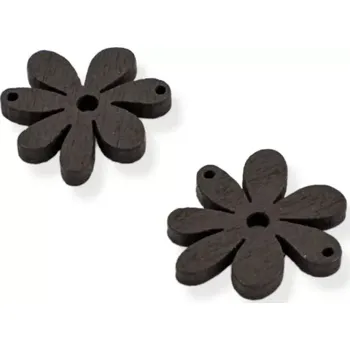 Dřevěné květy hnědé - 10 ks