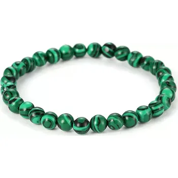 Náramek Lodestar Náramek ze syntetických korálků Zelený Malachit 6mm Zelená