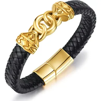 Náramek Pánský ocelový proplétaný náramek Lourdes Zlatý 21cm