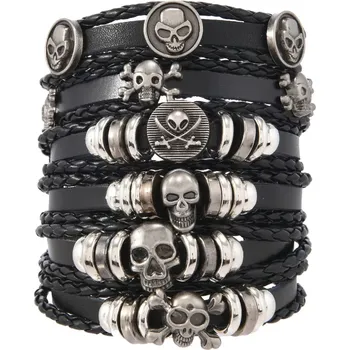 Náramek Sada šesti punkových náramků Skull Thrash