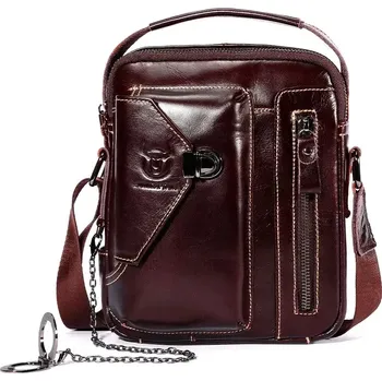 Bullcaptain pánská kožená taška s řetízkem Miltiade Hnědá