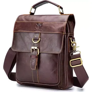 Bullcaptain pánská kožená messenger taška Gentien Hnědá