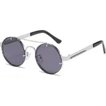 Retro kulaté sluneční brýle Spring Stříbrné Kouřové