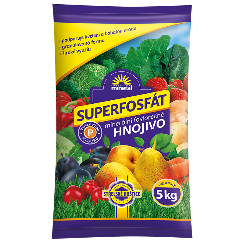 Nejrozšířenější fosforečné koncentrované hnojivo.