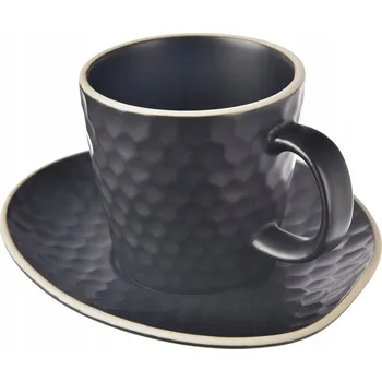 Šálek ČERNÝ s keramickým podšálkem na pití kávy a čaje 235 ml