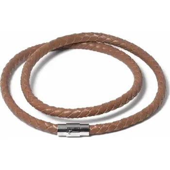 Náhrdelník Splétaný náhrdelník z pravé kůže 6 mm Hnědý - Délka 45 cm