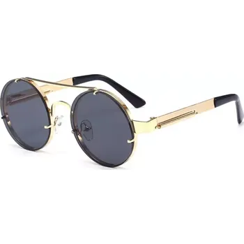Sluneční brýle Retro kulaté kovové sluneční brýle Spring Zlaté Kouřové