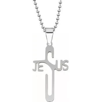 Náhrdelník Přívěsek z chirurgické oceli Křížek JESUS - Model včetně řetízku 2 mm / 60 cm