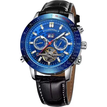 Hodinky FORSINING pánské automatické hodinky 39 days to Moon Modro Černé