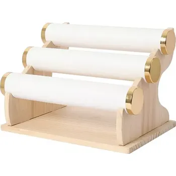 Šperkovnice Třívrstvý odnímatelný dřevěný stojan na šperky Bílý