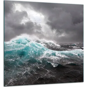 Kuchyňské prkénko SKLENĚNÁ OCHRANNÁ DESKA / PANEL S LEPIDLEM 60x65 MOTIV MOŘE, tvrzené Sklo, do kuchyně, sada 7v1