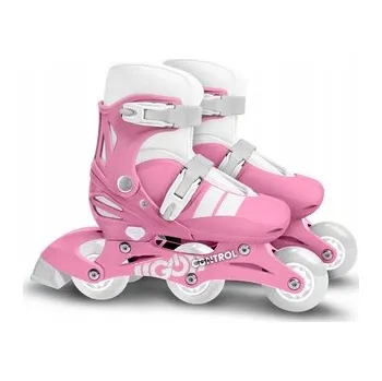 Kolečkové brusle KOLEČKOVÉ BRUSLE KOLEČKOVÉ BRUSLE 2v1 ROLKO-KOLEČKOVÉ BRUSLE NASTAVITELNÉ 27-30 PRO DĚTI RŮŽOVÉ