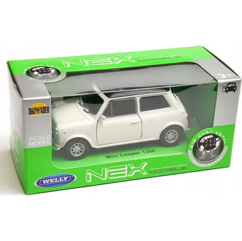 autíčko Mini Cooper 1300 R kovový model v měřítku 1:34 - 39 WELLY Nex bílý