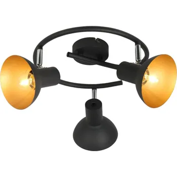 Stropní svítidlo Diso moderní černé se zlatem, nastavitelné do obývacího pokoje a ložnice, 3bodové