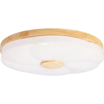 Stropní LED svítidlo Fiorino moderní bílé s dřevem 39 cm do obýváku a ložnice