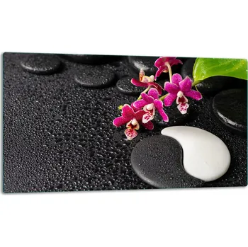 Kuchyňské prkénko SKLENĚNÁ DESKA NA KRAJENÍ 52x30 KVĚTINY