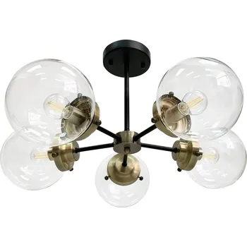 Stropní svítidlo Lens černé skleněné 5bodové do obývacího pokoje a jídelny CANDELLUX