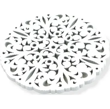 Dřevěné kolečko filigránové bílé - 2 ks