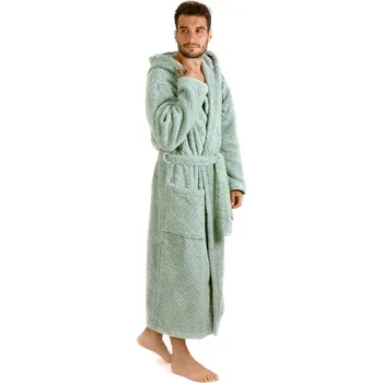 Pánský župan Pánský dlouhý župan s kapucí ATHENA olivová - S