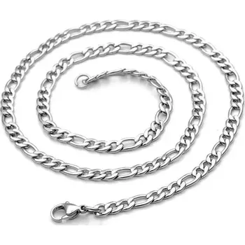Náhrdelník Řetízek z chirurgické oceli Figaro 5 mm / 40-90 cm - Délka 55 cm