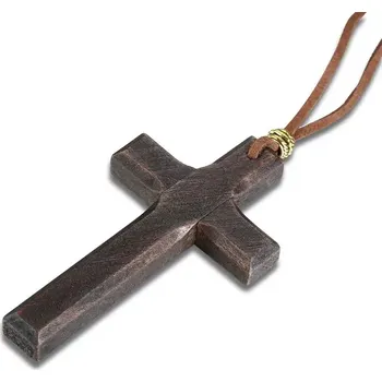 Přívěsek Dřevěný přívěsek kříž hnědý 8cm