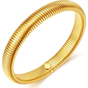 Náramek Dámský ocelový pružinový náramek Zlatý