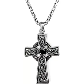 Přívěsek Přívěsek z chirurgické oceli Křížek Lancelot s krystalem - Model BEZ ŘETÍZKU (pouze přívěsek)