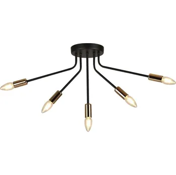 Stropní lustr Tiara 5ramenný černý se zlatem moderní do obýváku CANDELLUX