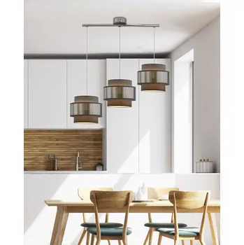 Moderní závěsné svítidlo Hare šedé 3bodové do obýváku a jídelny s nastavitelnou výškou