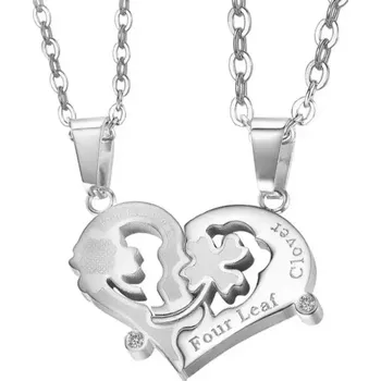 Přívěsek Ocelové přívěsky puzzle čtyřlístek Four Leaf Stříbrný - Model BEZ ŘETÍZKŮ (pouze přívěsky)