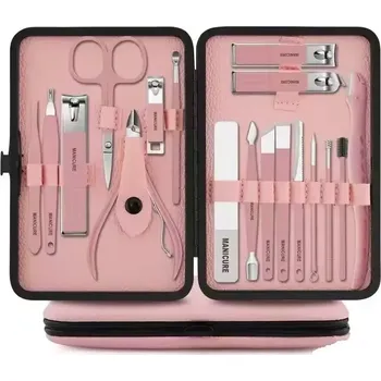 Allepaznokcie sada na manikúru i pedikúru Vanda 18ks v růžovém pouzdře