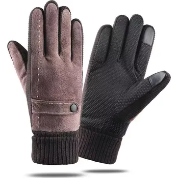 Rukavice Pánské kožené zateplené rukavice Borla Brown