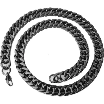 Náhrdelník Řetízek z chirurgické oceli Masive Cuban Black 8mm / 60 cm