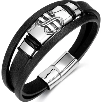 Náramek Pánský ocelový náramek Symbol dolar Černý 21 cm