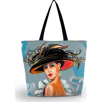 Plážová taška Huado nákupní a plážová taška - Dáma s kloboukem