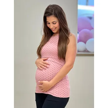Mama L'amour Těhotenské a kojící tílko Angie herbal rose s černými puntíky Velikost: M