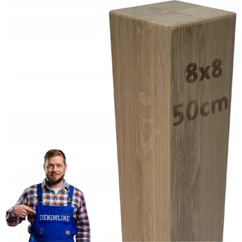 Jídelní stůl Dřevěné nohy k nábytku, stolu 8x8, 50 cm, Dubový hranol 80 x 80 mm, Noha