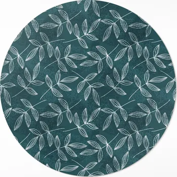 Koberec Kulatý Koberec koberec Rozměr ⌀ 70 cm Minimalistické větvičky s listy boho