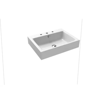 Umyvadlo Kaldewei Puro - Umyvadlo na zeď 600x460 mm s přepadem, 3 otvory na baterii, Perl-effekt, alpská bílá 901406033001