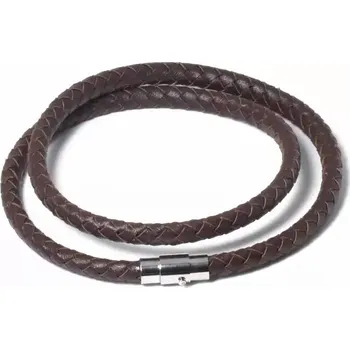 Náhrdelník Splétaný náhrdelník z pravé kůže 6 mm Tmavě hnědý - Délka 40 cm