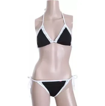 Dámské plavky Černé bikiny nařasené s krajkou