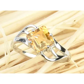 Prsten Citrín kosočtverec zdobený prsten Ag 925/1000