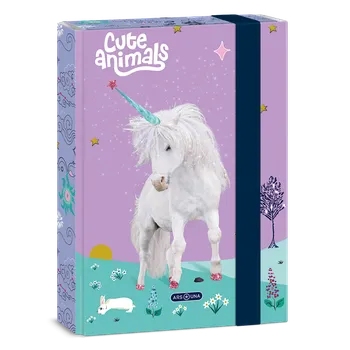 desky na sešit Box na sešity A5 Ars Una Cute Animals – jednorožec, lamino, gumička