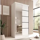 Šatní skříň se zrcadlem a posuvnými dveřmi Laurencia - 100 cm Barva: Bílá