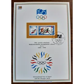 Poštovní známka SR Komitét OH, IOC, 100. výročí, r. 1994