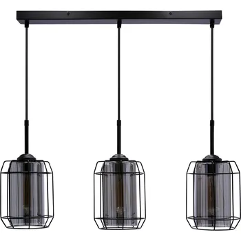 Moderní závěsné svítidlo Jonera černé s kouřovým sklem 3bodové do obýváku