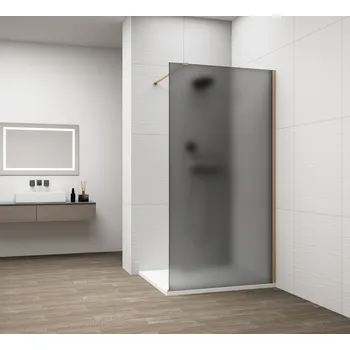 Polysan Esca Gold Matt Jednodílná sprchová zástěna k instalaci ke stěně, kouřové matné sklo, 1100 mm, ES1411-04
