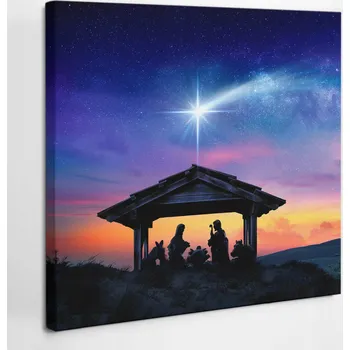 Obraz Obraz Canvas na Plátně jako Dárek Vánoční Betlém 40x40 cm