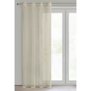 Dekorační vzorovaná záclona s kroužky WANDA béžová 140x250 cm (cena za 1 kus) MyBestHome